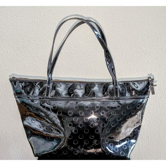 Kate Spade Camelia Street Tote Top Handle Large Black with Tan Fabric Interior - Picture 2 of 12